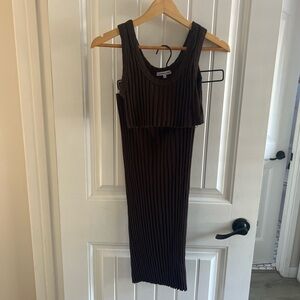 Chocolate brown ribbed matching set